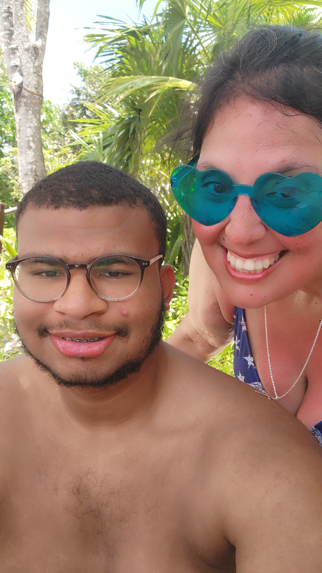 Jaiden with his mom on vacation